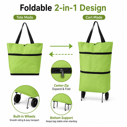 RollEase™ 2-in-1 Foldable Rolling Tote